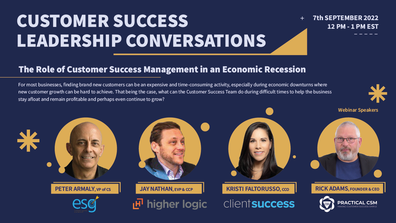 Practical CSM Customer Success Leadership Conversations with Rick Adams, Peter Armaly, Jay Nathan, and Kristi Faltorusso