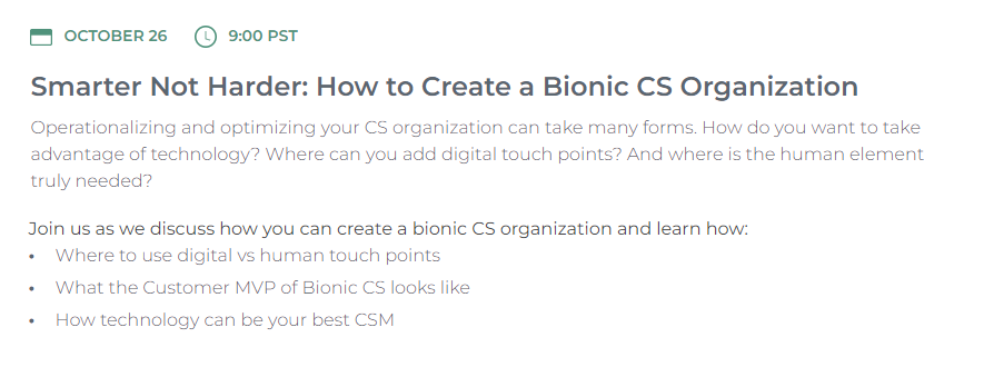 Practical CSM Smarter Not Harder: How to Create a Bionic CS Organization