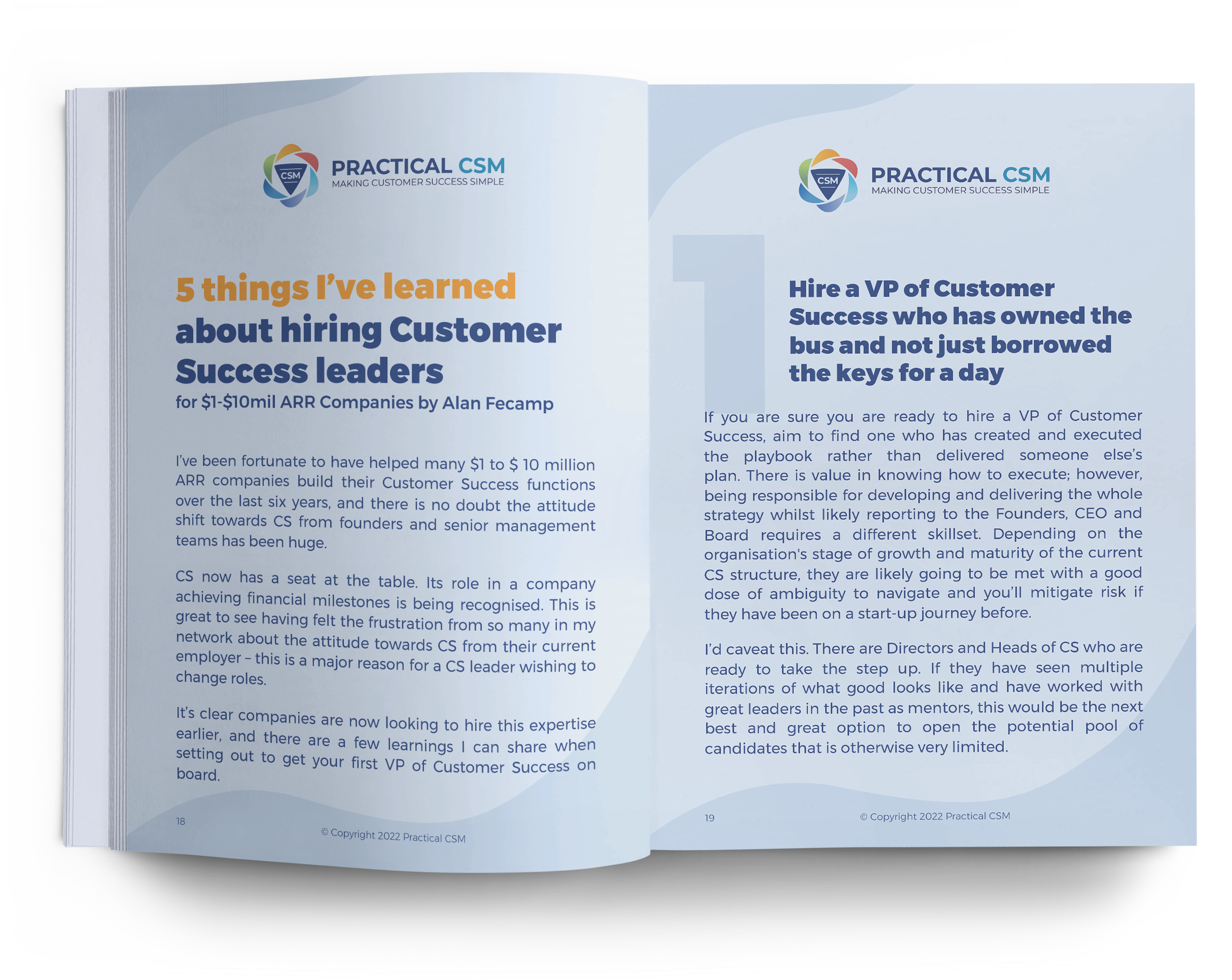 spread 2 Practical CSM book about Hire a VP Customer