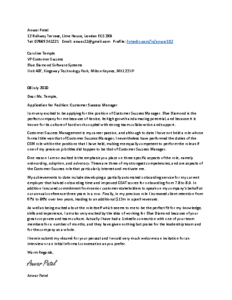 Cover: Customer Success Manager Sample Cover Letter